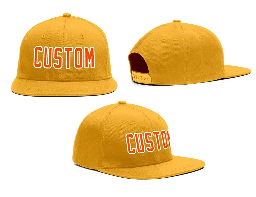 Custom Yellow Orange-White Outdoor Sport Baseball Cap