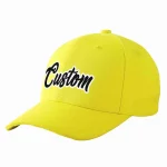 Custom Yellow Black-White Curved Eaves Sport Baseball Cap Design for Men/Women/Youth