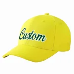 Custom Yellow Green-White Curved Eaves Sport Baseball Cap Design for Men/Women/Youth