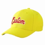 Custom Yellow Black-White Curved Eaves Sport Baseball Cap Design for Men/Women/Youth