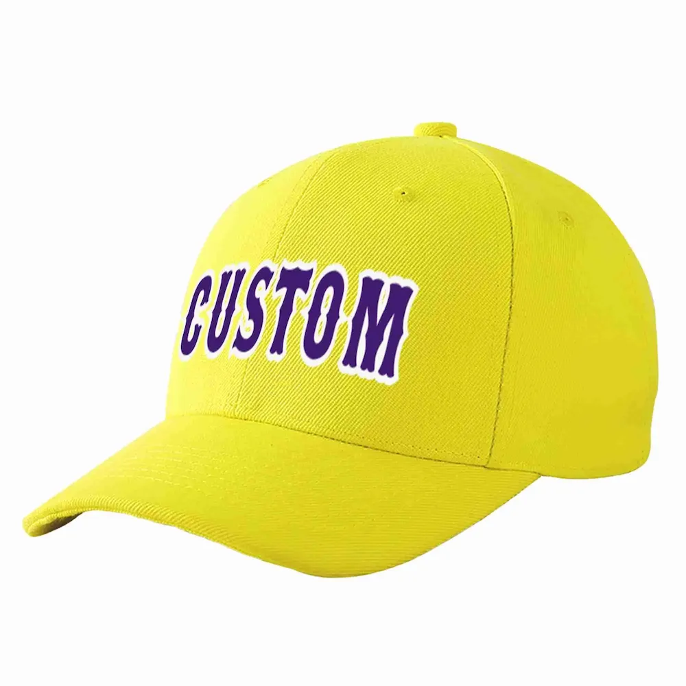 Custom Yellow Purple-White Curved Eaves Sport Baseball Cap Design for Men/Women/Youth