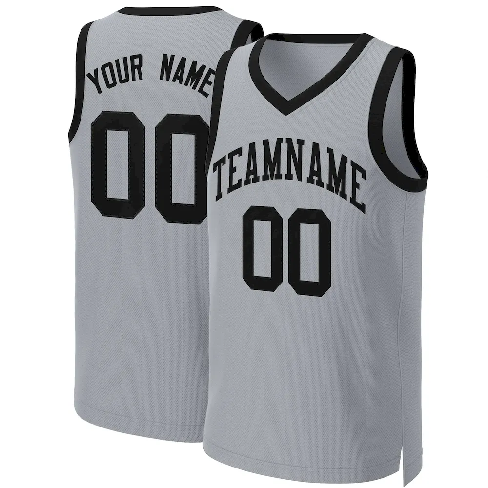 Custom Gray Black Classic Tops Basketball Jersey