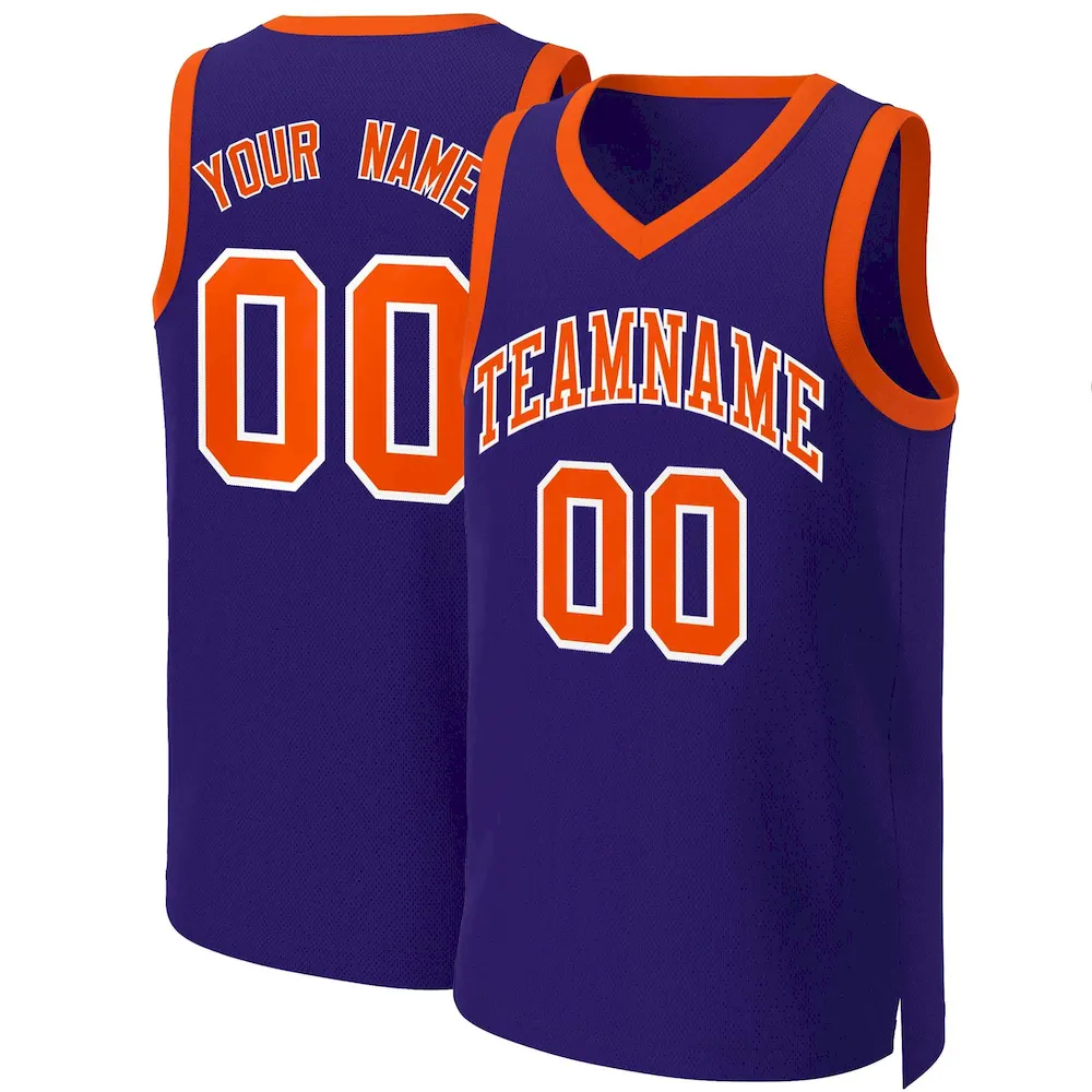 Custom Purple Gray-White Classic Tops Basketball Jersey