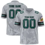 Custom Gray Midnight Green-Black Personalized Graffiti Line Design Authentic Football Jersey