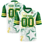 Custom White Kelly Green-Gold Personalized Star Pattern Design Authentic Football Jersey