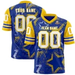 Custom Royal Gold-White Personalized Star Pattern Design Authentic Football Jersey