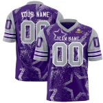 Custom Purple Gray-White Personalized Star Pattern Design Authentic Football Jersey