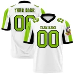 Custom White Neon Green-Black Color Block Personalized Raglan Sleeves Authentic Football Jersey