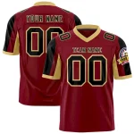 Custom Crimson Black-Khaki Color Block Personalized Raglan Sleeves Authentic Football Jersey