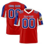 Custom Red Royal-White Color Block Personalized Raglan Sleeves Authentic Football Jersey