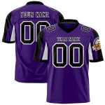 Custom Purple Black-White Color Block Personalized Raglan Sleeves Authentic Football Jersey