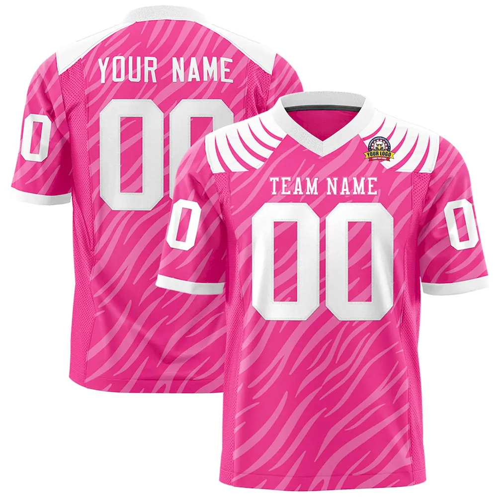 Custom White Gray Personalized Tiger Stripe Graffiti Pattern Authentic Football Jersey