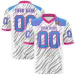 Custom White Gray Personalized Tiger Stripe Graffiti Pattern Authentic Football Jersey