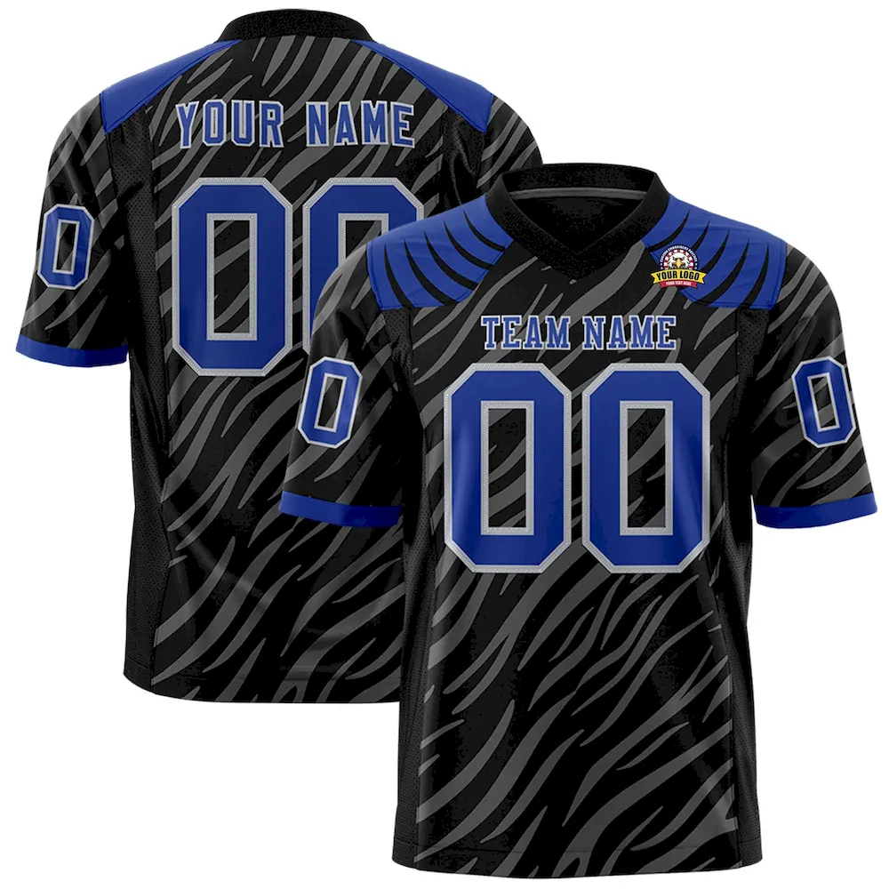 Custom Red Black Personalized Tiger Stripe Graffiti Pattern Authentic Football Jersey