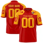 Custom Red Yellow Personalized Shoulder Star Pattern Authentic Football Jersey