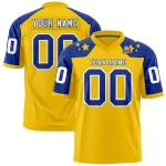 Custom Gold Royal Personalized Shoulder Star Pattern Authentic Football Jersey