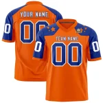 Custom Orange Royal Personalized Shoulder Star Pattern Authentic Football Jersey