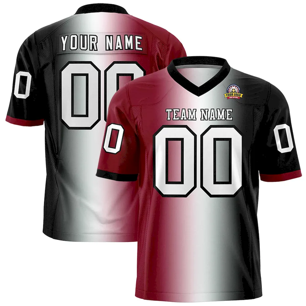 Custom Crimson White-Powder Blue Personalized Gradient Fashion Authentic Football Jersey