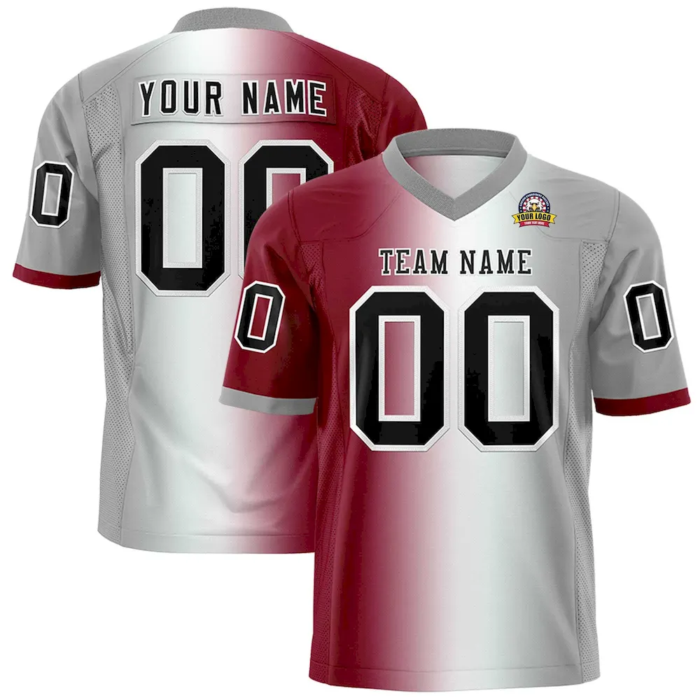 Custom Crimson White-Gray Personalized Gradient Fashion Authentic Football Jersey