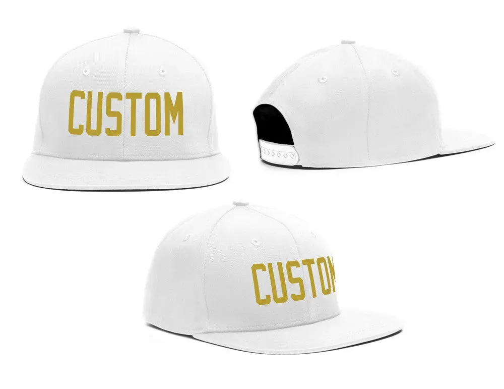 Custom White Gold Casual Sport Baseball Cap