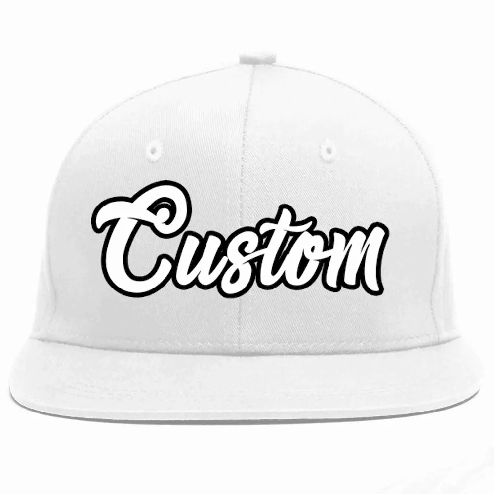 Custom White White-Black Casual Sport Baseball Cap