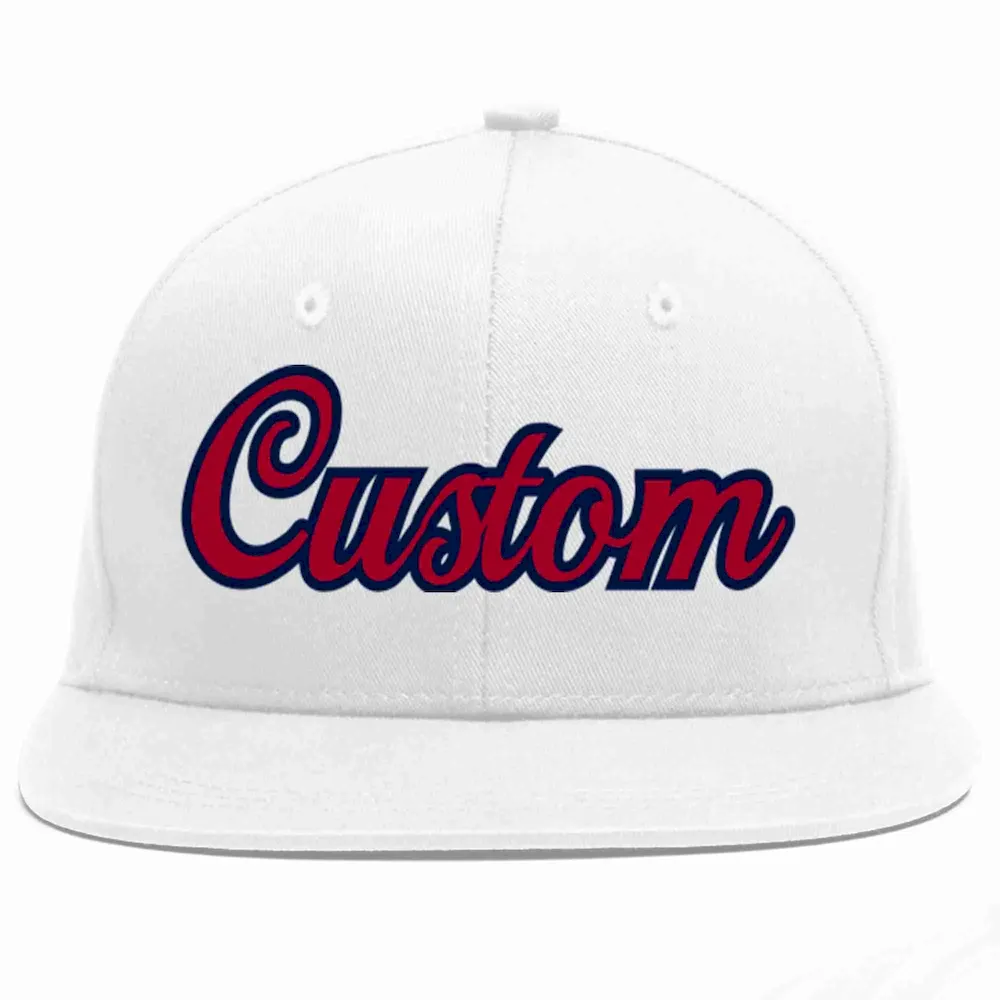 Custom White Crimson-Navy Personalized Raglan Sleeves Authentic Baseball Jersey