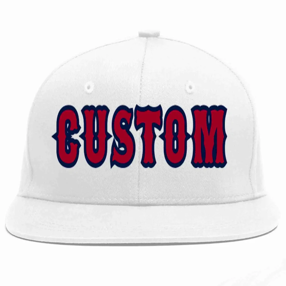 Custom White Gold-Navy Casual Sport Baseball Cap