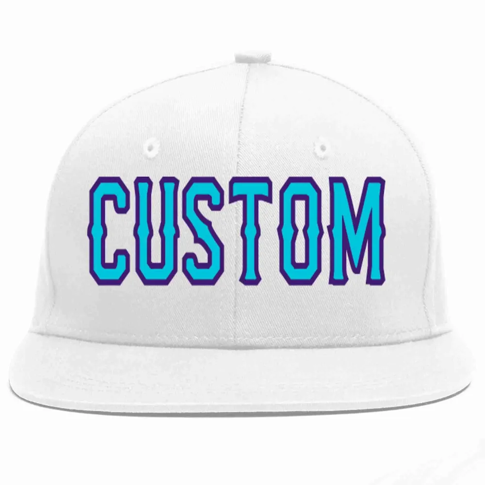 Custom White Light Blue-purple Casual Sport Baseball Cap