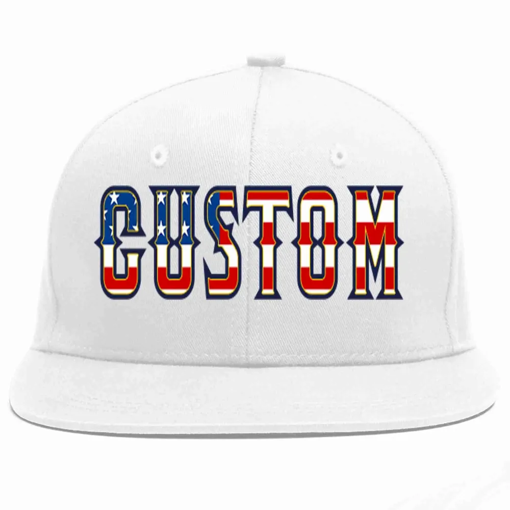 Custom White Vintage USA Flag-Gold Casual Sport Baseball Cap