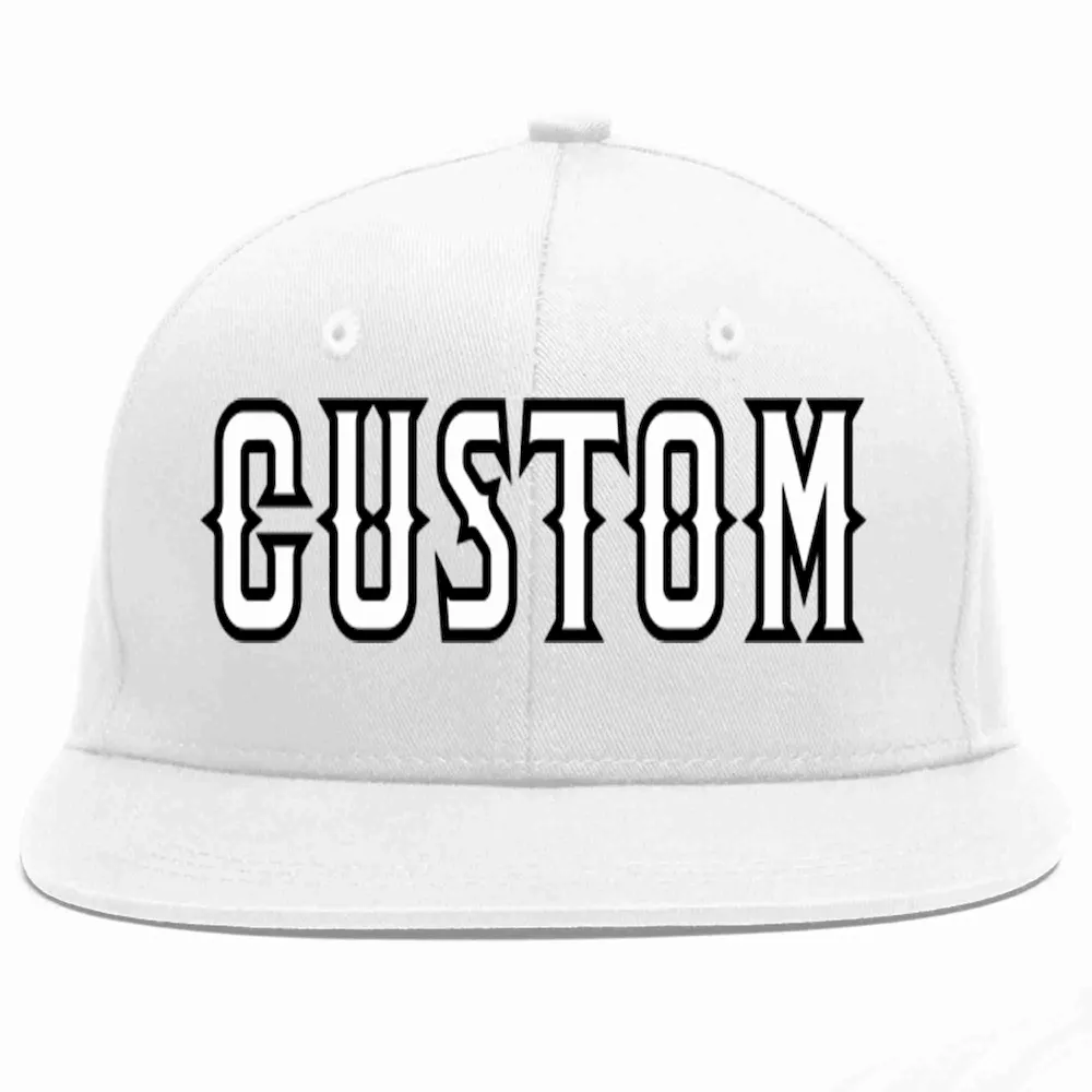 Custom White White-Black Casual Sport Baseball Cap
