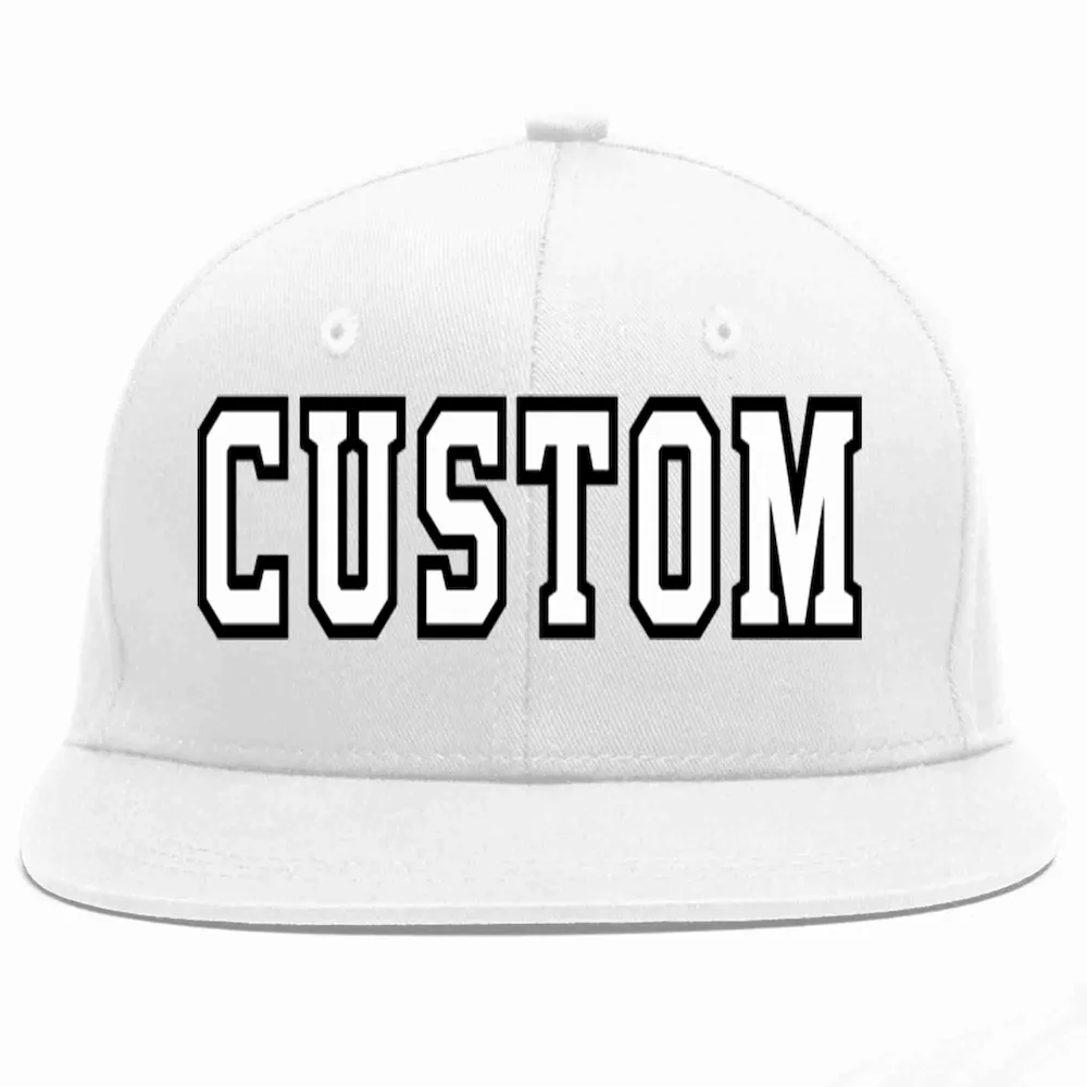 Custom White White-Black Casual Sport Baseball Cap