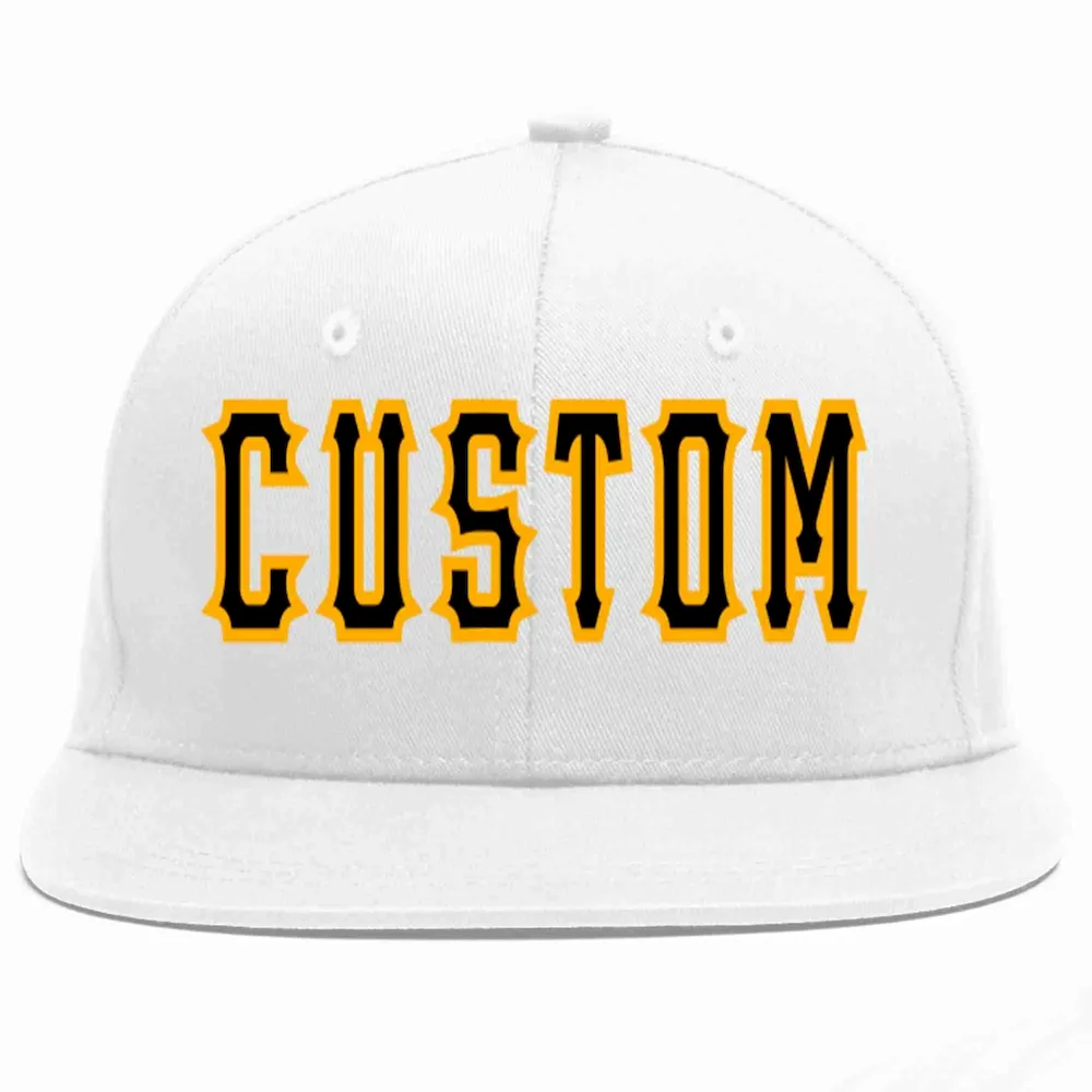 Custom White Black-Yellow Casual Sport Baseball Cap