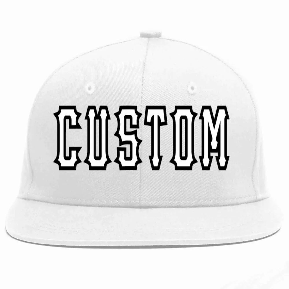 Custom White White-Black Casual Sport Baseball Cap