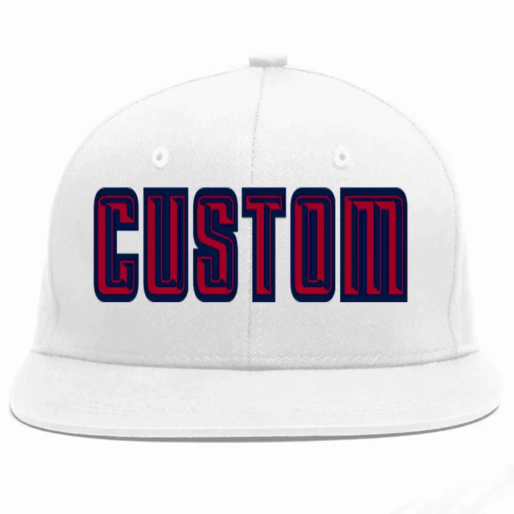 Custom White Gold-Navy Casual Sport Baseball Cap