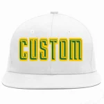 Custom White Kelly Green-Gold Casual Sport Baseball Cap