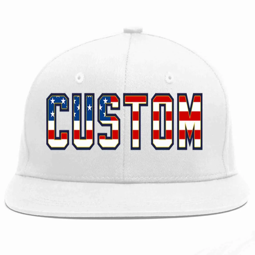 Custom White Vintage USA Flag-Gold Casual Sport Baseball Cap