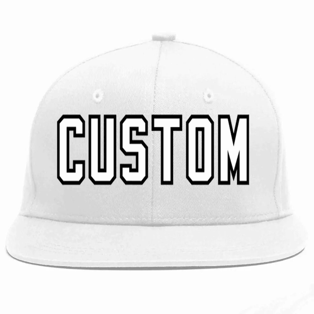 Custom White White-Black Casual Sport Baseball Cap
