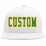 Custom White Kelly Green-Gold Casual Sport Baseball Cap