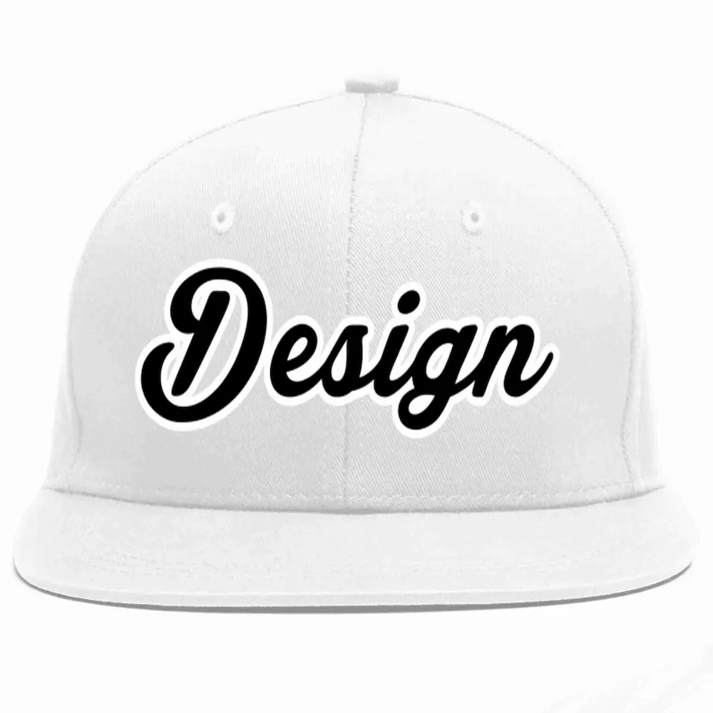 Custom White Black-White Flat Eaves Sport Baseball Cap Design for Men/Women/Youth