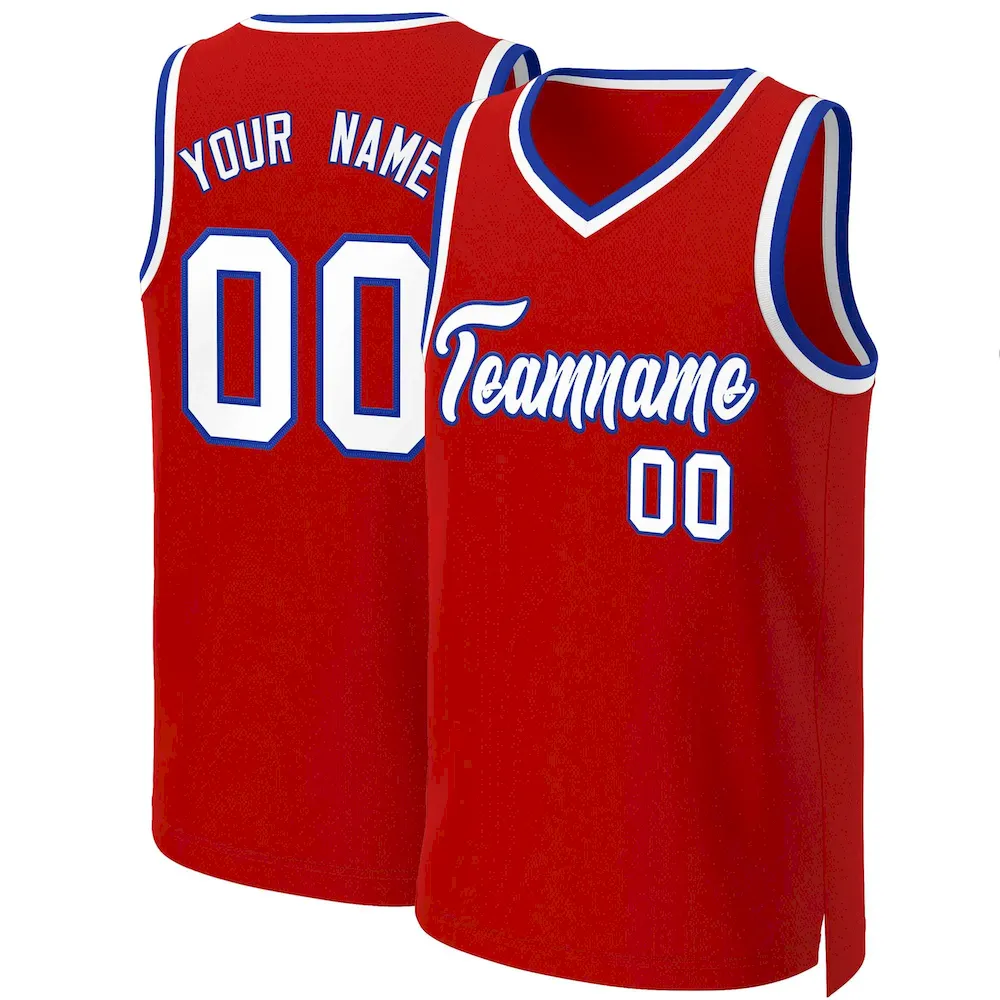 Custom Red White-Royal Classic Tops Basketball Jersey