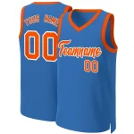 Custom Blue Orange-White Classic Tops Basketball Jersey