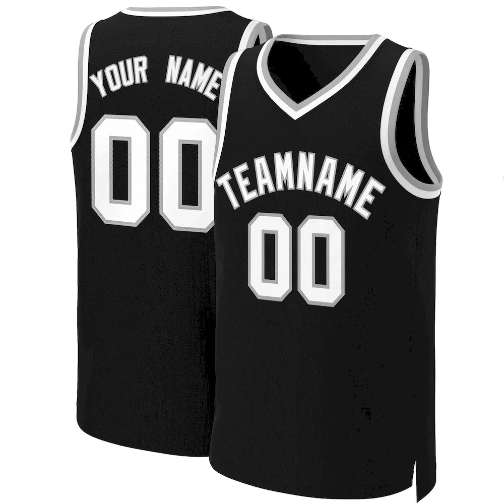 Custom Black White-Gray Classic Tops Basketball Jersey