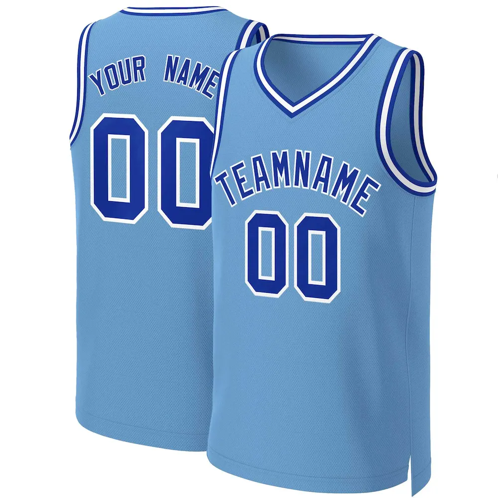 Custom Light Blue Navy-White Classic Tops Basketball Jersey