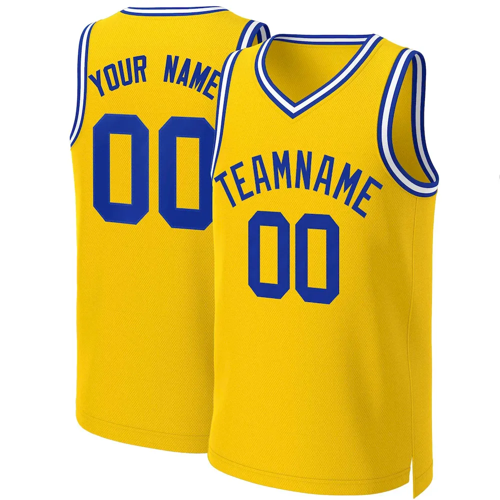 Custom Yellow Navy-White Classic Tops Basketball Jersey