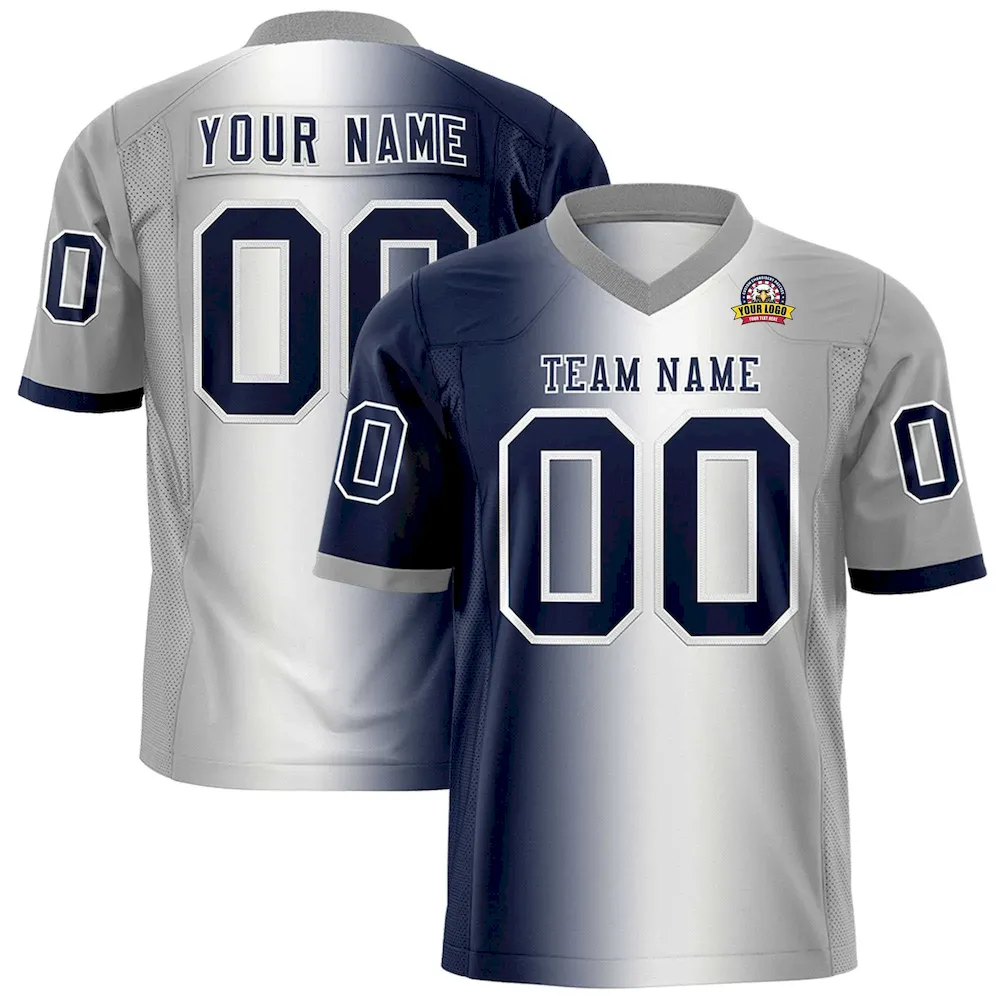 Custom Navy White-Aqua Personalized Gradient Fashion Authentic Football Jersey