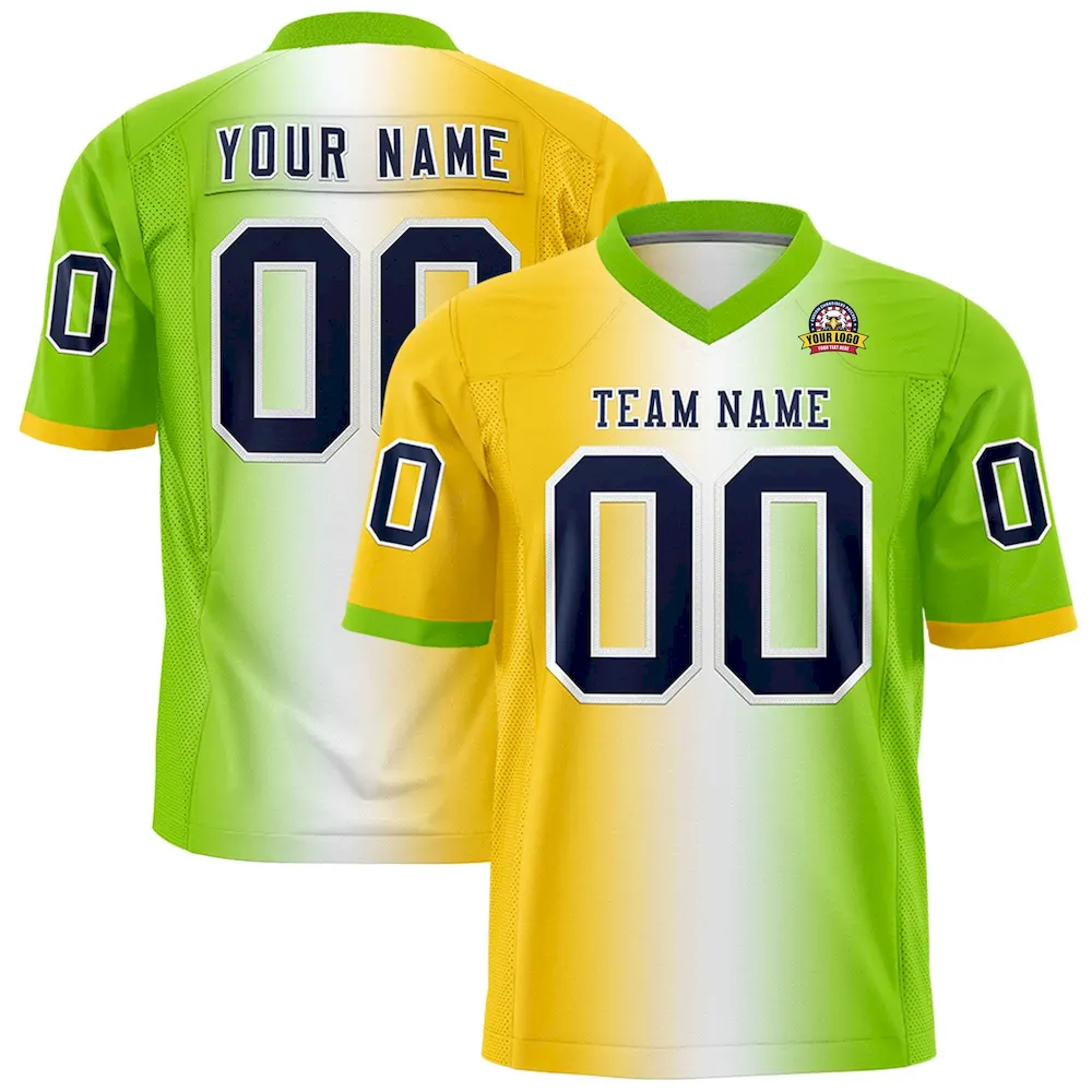 Custom Gold White-Crimson Personalized Gradient Fashion Authentic Football Jersey