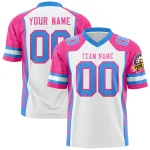 Custom Powder Blue Pink Gradient Personalized Side Pattern Authentic Football Jersey