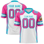 Custom Sky Blue Pink Gradient Personalized Side Pattern Authentic Football Jersey