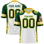 Custom White Green-Gold Raglan Sleeves Personalized Side Pattern Authentic Football Jersey