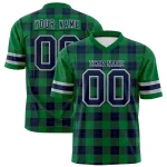 Custom Green Navy Personalized Plaid Pattern Design Authentic Football Jersey